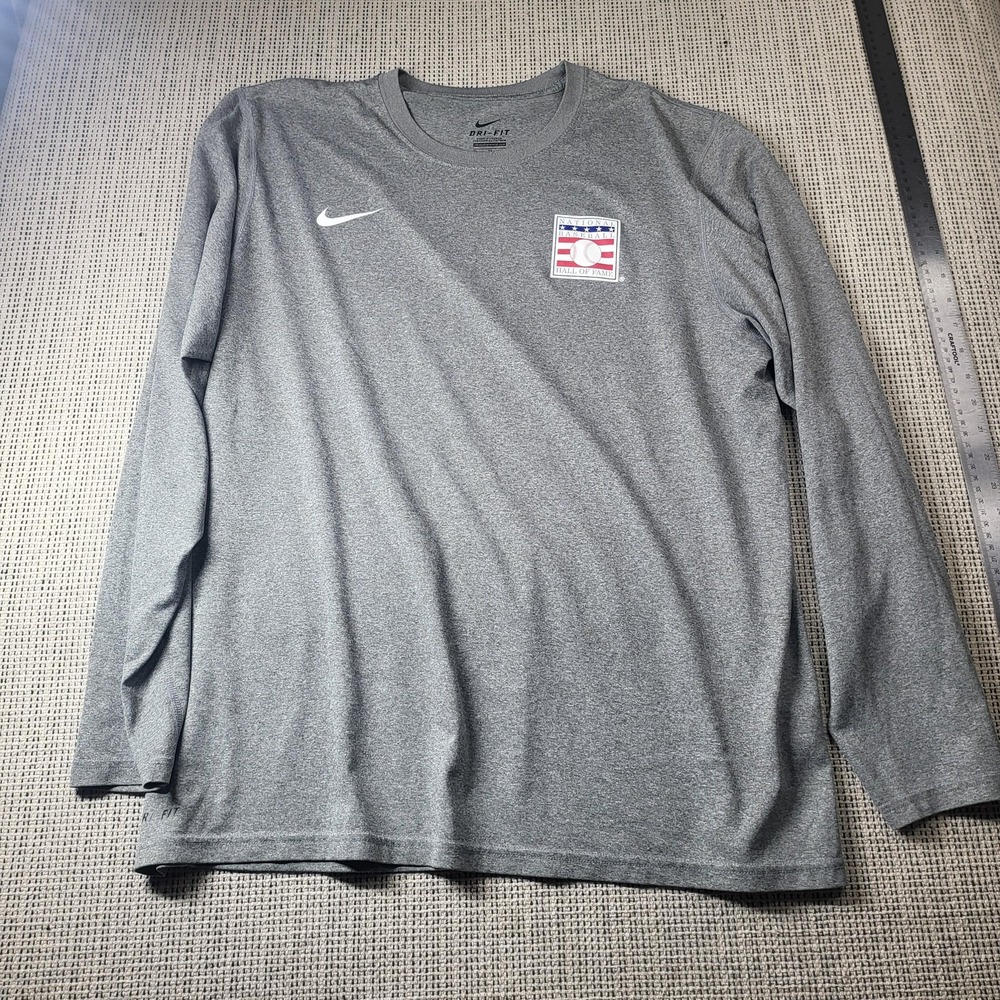 National Baseball Hall Of Fame Shirt Mens XL Gray MLB Baseball Nike Dri-FIT